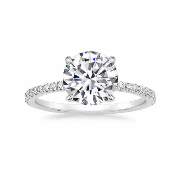 Lola Round Diamond Pave Solitaire Engagement Ring White Gold