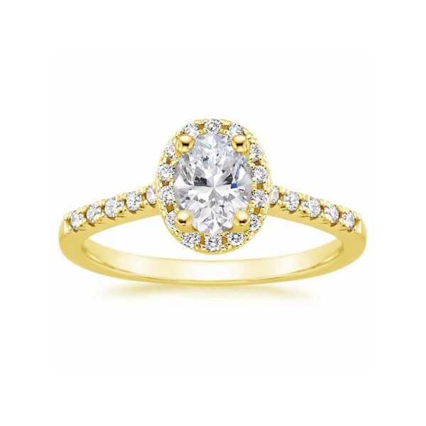 Lou Oval Diamond Halo Pave Engagement Ring Yellow Gold