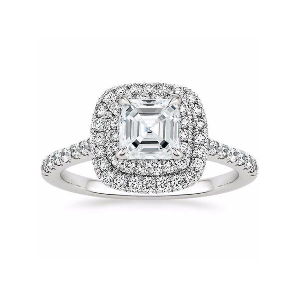 Louise Asscher Diamond Double Halo Engagement Ring White Gold