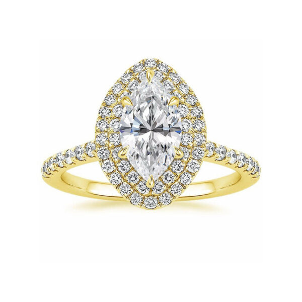 Louise Marquise Diamond Double Halo Engagement Ring Yellow Gold