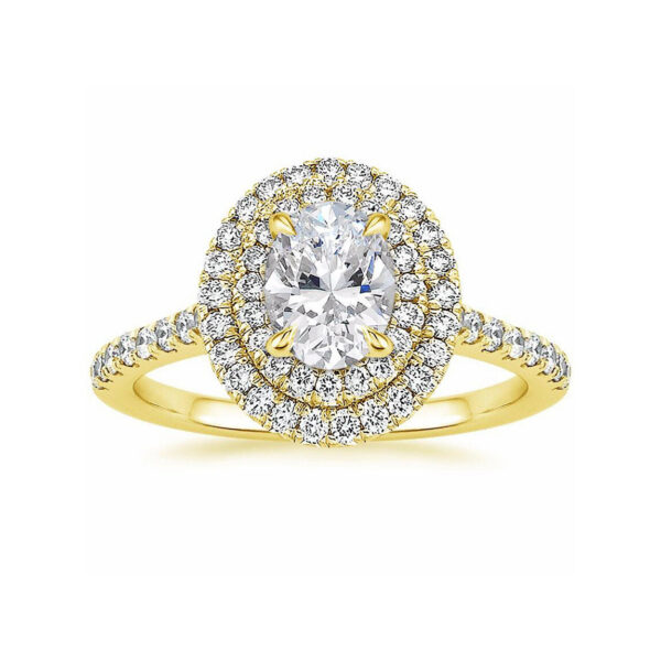 Louise Oval Diamond Double Halo Engagement Ring Yellow Gold