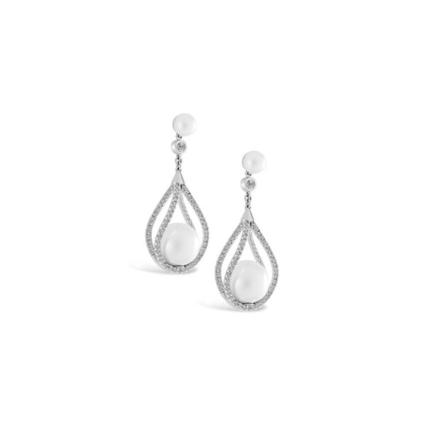 Pearl and Diamond Basket Earrings