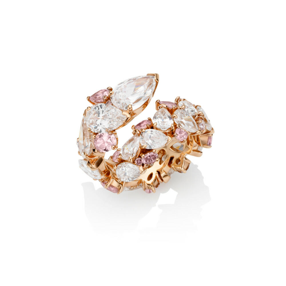 Rose Twist White and Pink Diamond Ring