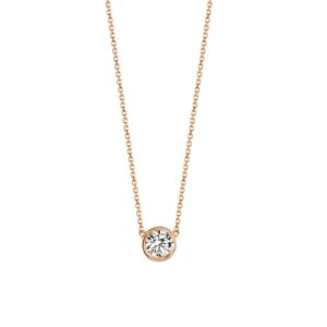 Single Round Diamond Necklace Pink Gold