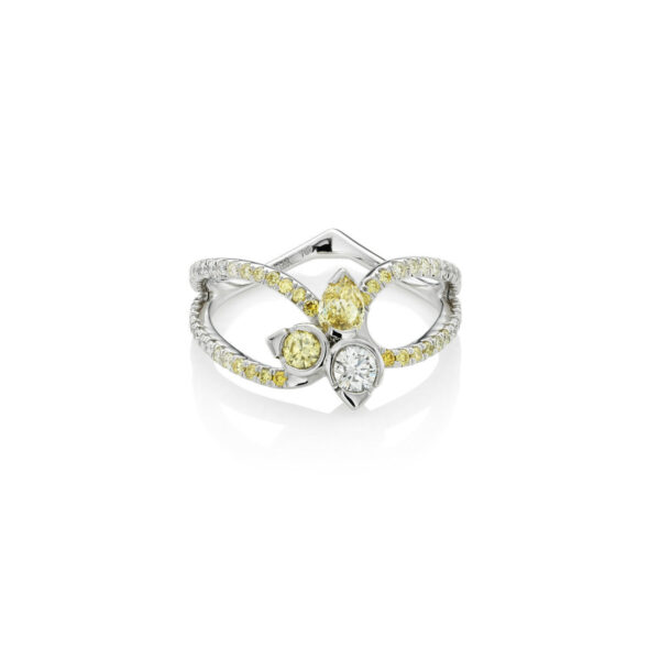 Stellar White & Yellow diamond mini ring