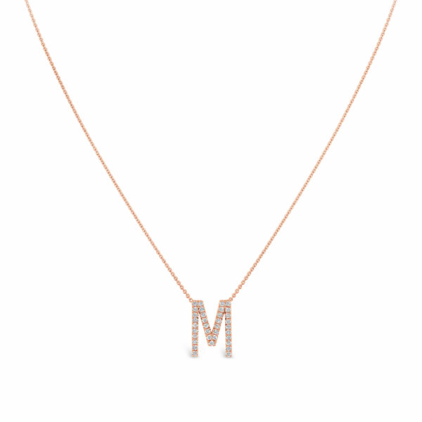 Diamond Letter Necklace Pink Gold