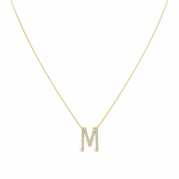 Diamond Letter Necklace Yellow Gold