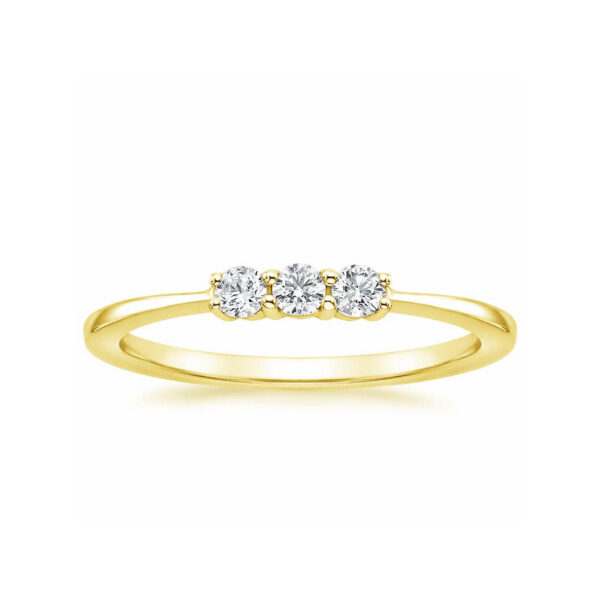 Mila Three Stone Wedding Ring Yellow Gold